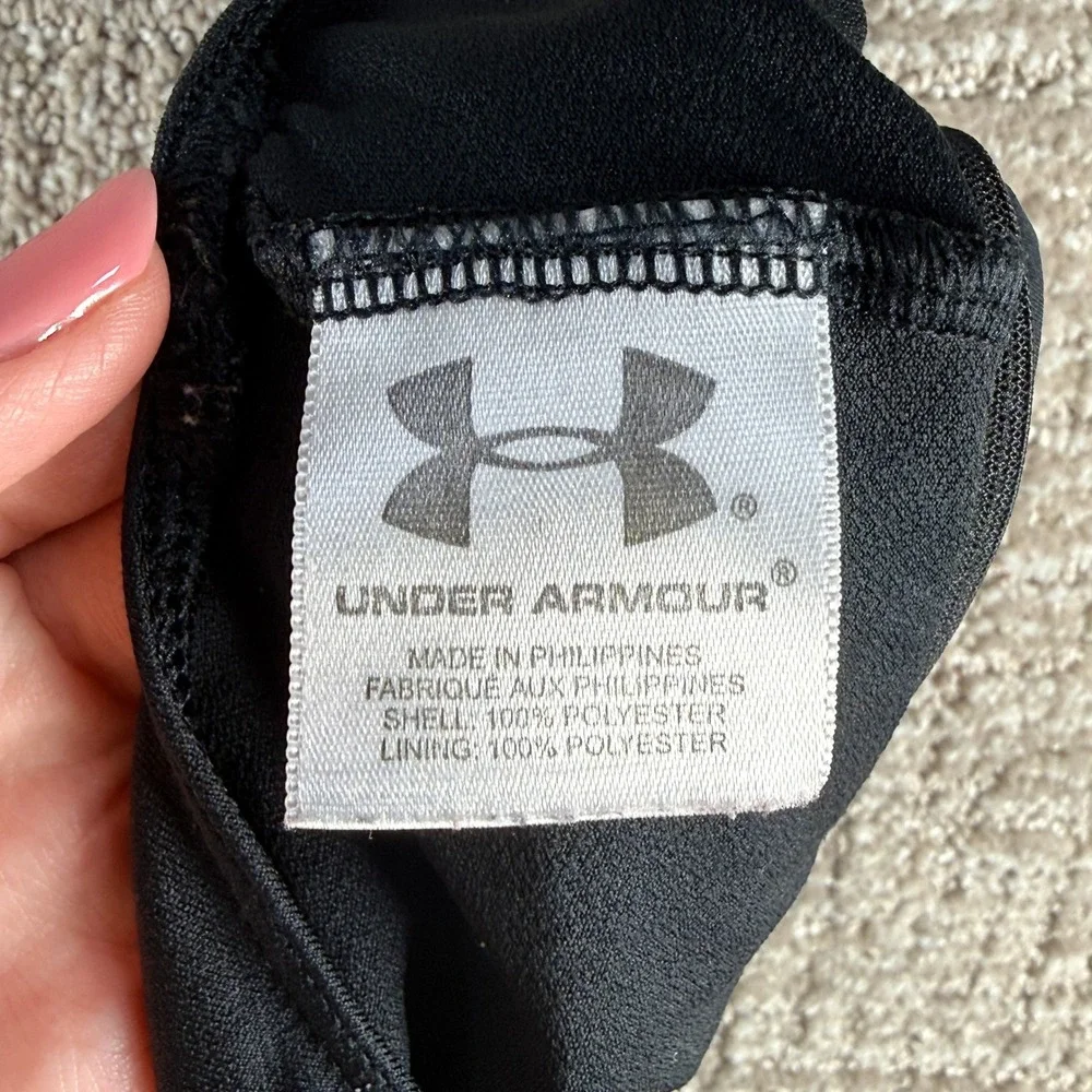 Under Armour HeatGear Running Shorts Mesh Trim Black Pink Large Polyester Womens